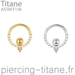 Clicker titane et cristaux avec bille et microbilles opposées
