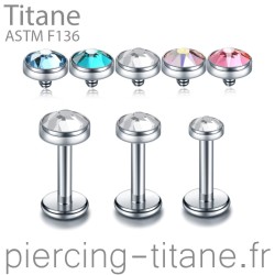 Labrets titane pierre clos 5 couleurs et 3 tailles de pierres au choix