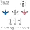 Labret titane interne 4 cristaux ornés de 9 microbilles - LBT1008