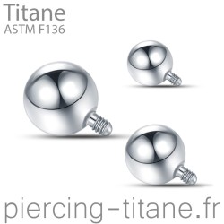 Bille titane pour tiges avec pas de vis interne