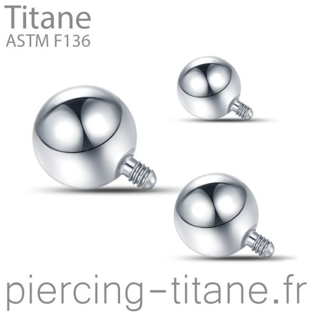 Bille titane pour tiges avec pas de vis interne