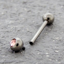 Piercing langue titane interne cristal au choix