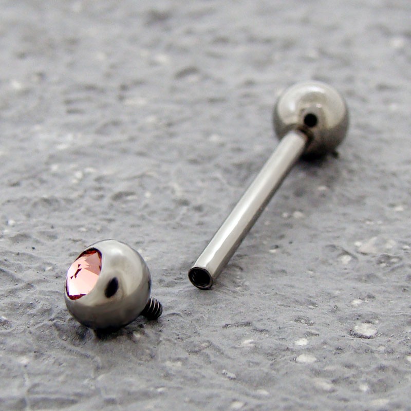 Piercing langue titane interne cristal au choix