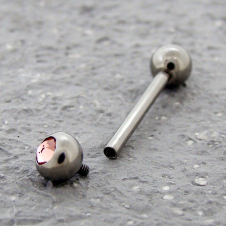 Piercing langue titane interne cristal au choix