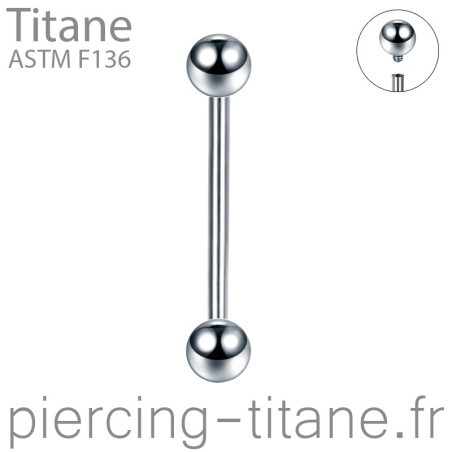 Piercing barre droite titane basique avec filetage interne