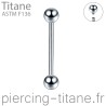 Piercing barre droite titane basique avec filetage interne