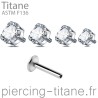 piercing labret titane avec cristal griffe blanc de taille au choix