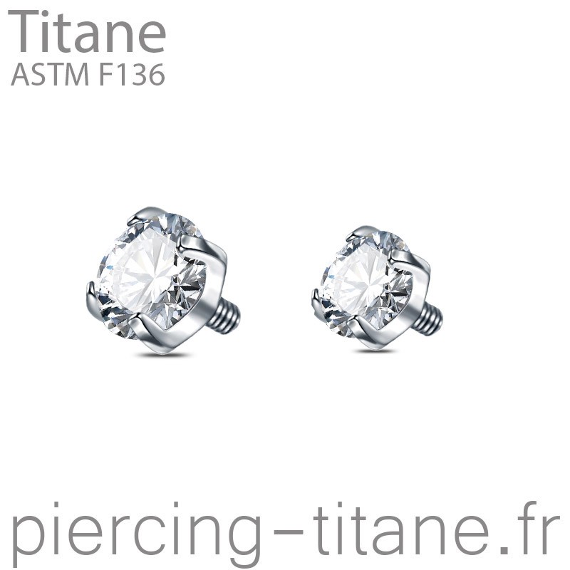 Cristal blanc griffé pour dermal ou haut de nombril