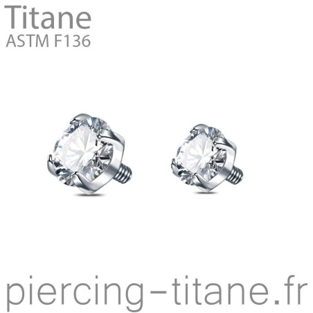 Cristal blanc griffé pour dermal ou haut de nombril