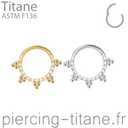 Clicker titane 5 triples billes et cristaux