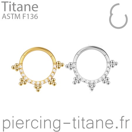Clicker titane 5 triples billes et cristaux