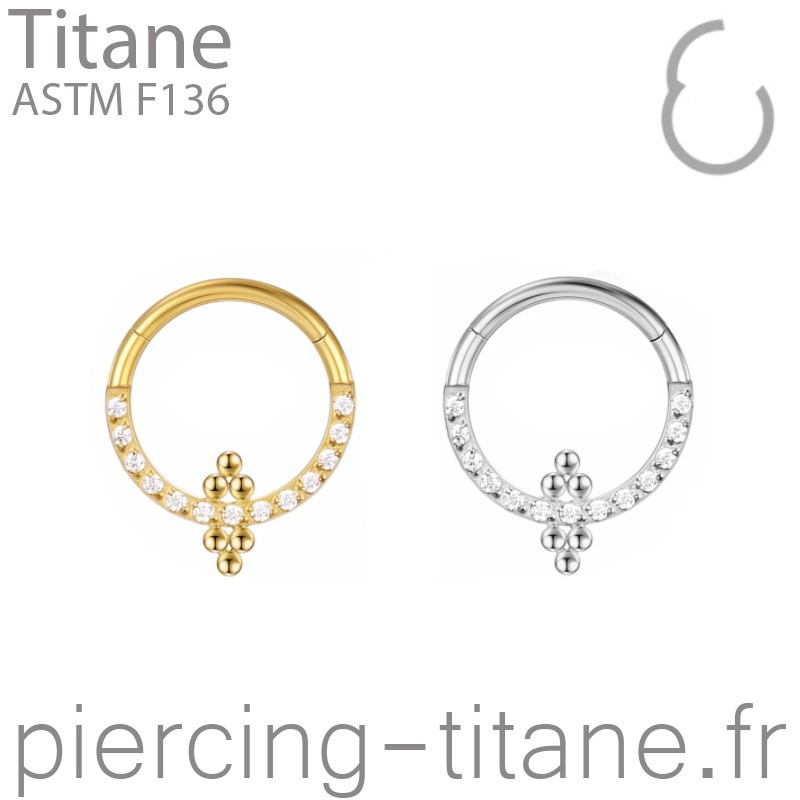 Clicker titane cristaux et triples microbilles opposées