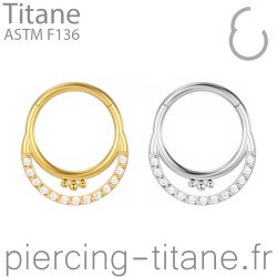 Clicker double anneau avec cristaux et 3 microbilles