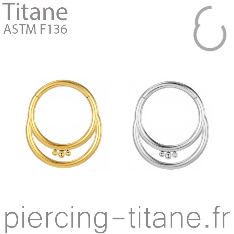 Clicker titane double anneau et 3 microbilles